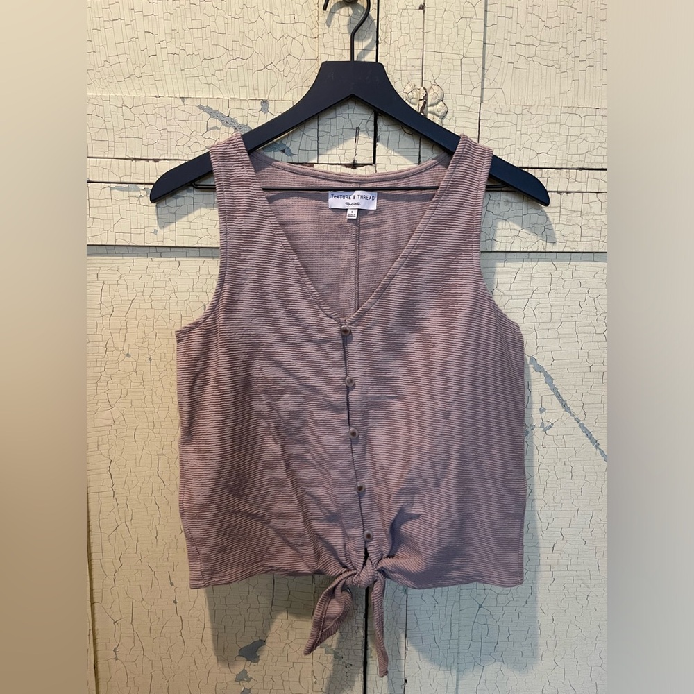 Madewell Texture & Thread Womens Pink Button Front Tie Tank Top Size small